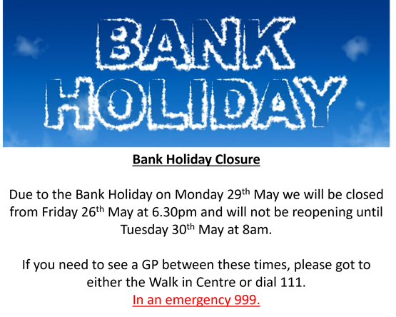 Bank Holiday details